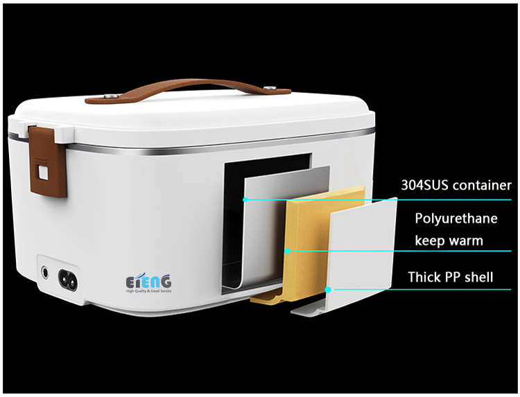 Custom 1.8L Heating Lunchbox 304 Stainless Steel Car Home 2 In 1 Mini Electric Lunch Box