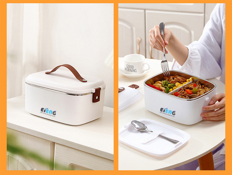 Custom 1.8L Heating Lunchbox 304 Stainless Steel Car Home 2 In 1 Mini Electric Lunch Box