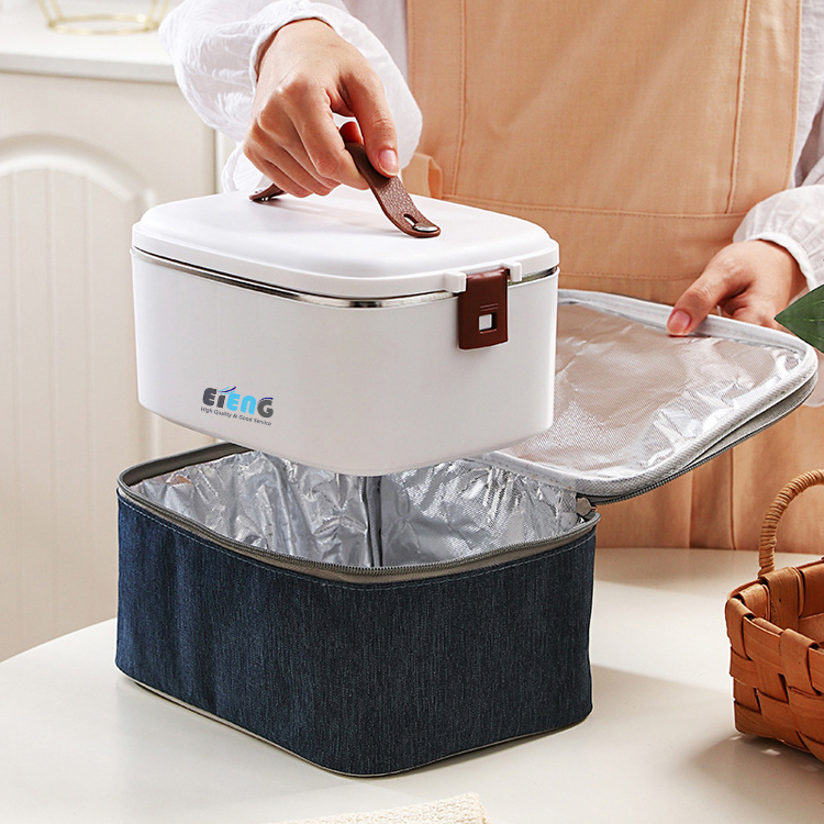 Custom 1.8L Heating Lunchbox 304 Stainless Steel Car Home 2 In 1 Mini Electric Lunch Box