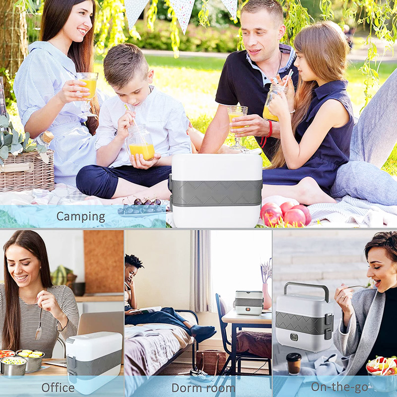 Cheap Custom Logo Double Layers Lunchbox 2 Liters 304 Stainless Steel Electric Heated Lunch Box