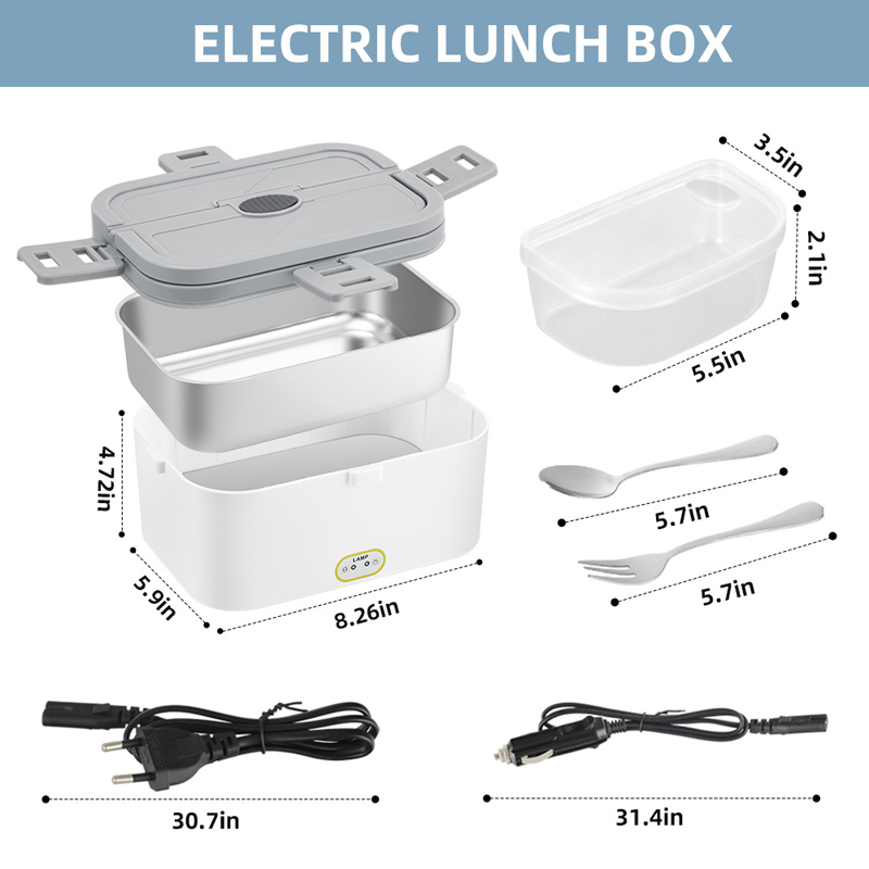 Manufacturer Lunch Box 12V 24V 110V 220V Food warmer Stainless Steel 1.8L Electric LunchBox