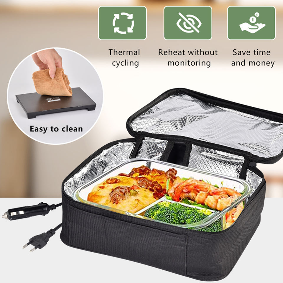 Wholesale Promotion Food Warmer Plate With Insulated Bag Car Truck office Portable Oven Lunch Box 